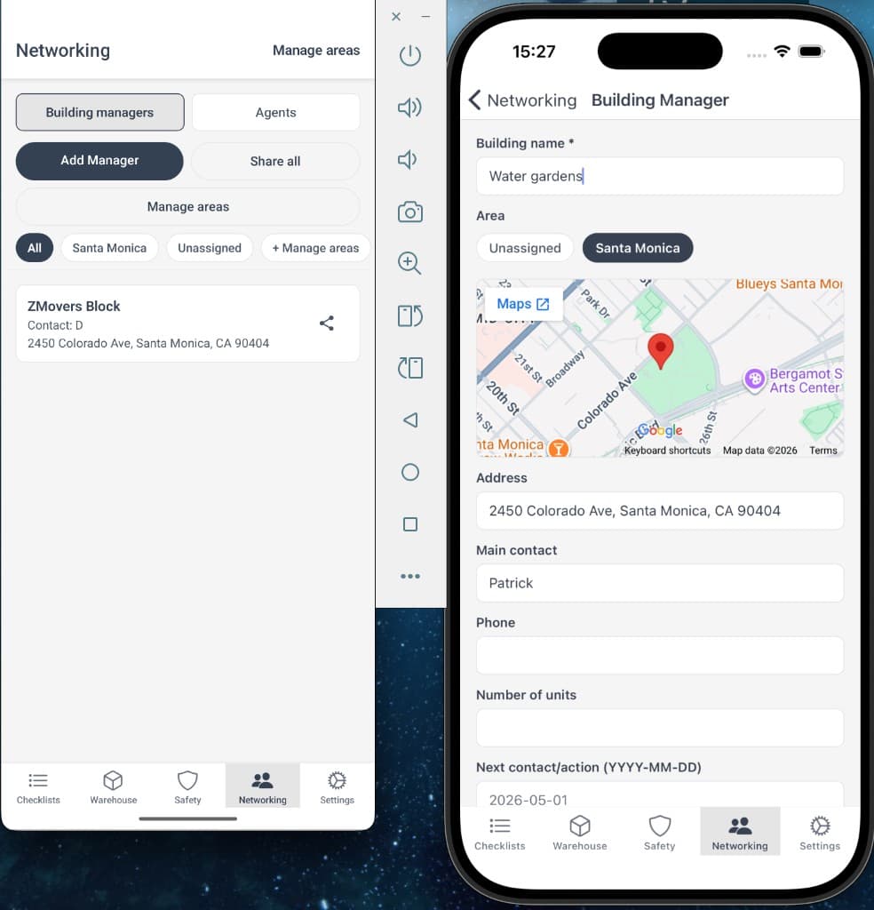 Area filters on Android and maps preview on iOS